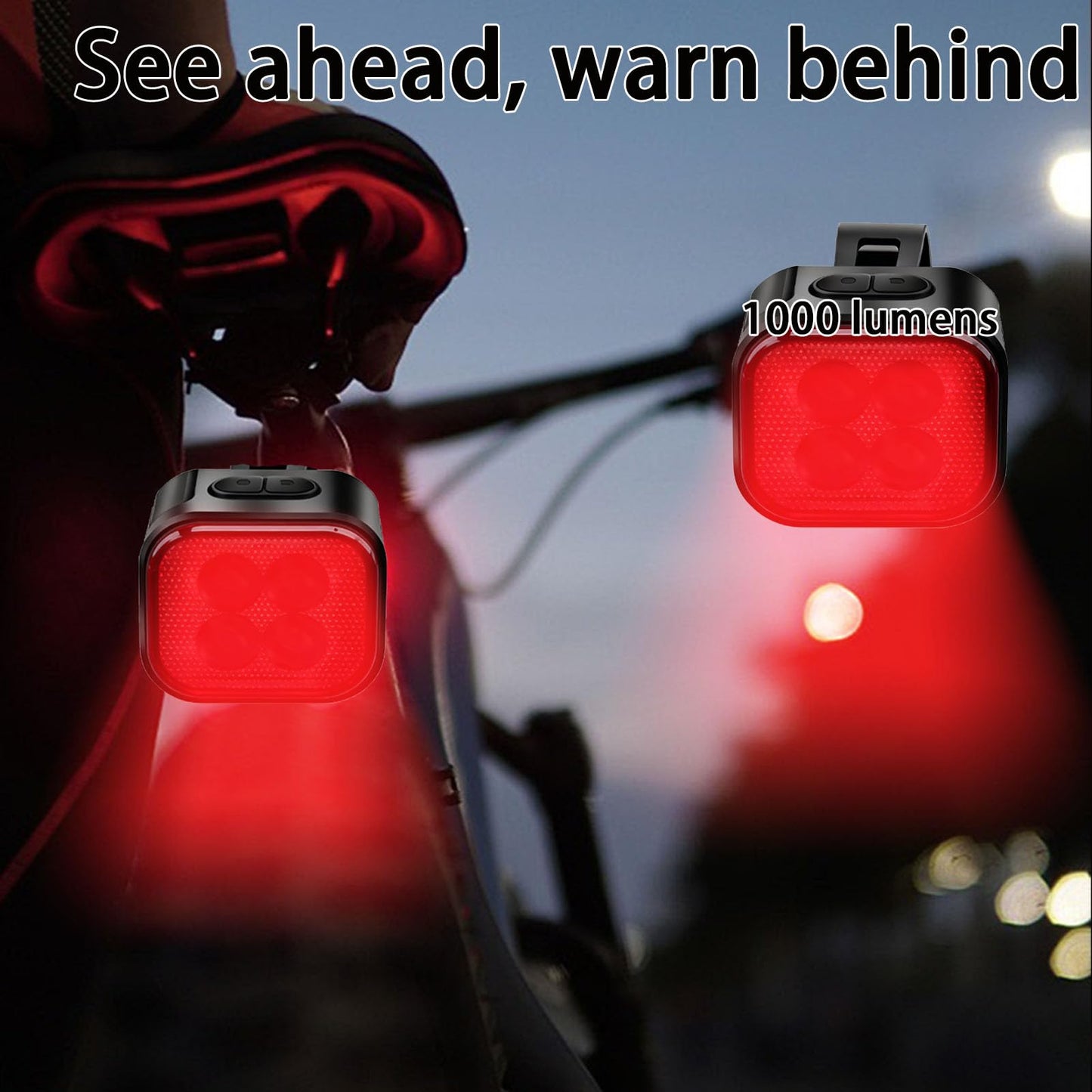 Bike Lights Set [6+12 Modes], Rechargeable Bicycle Light Set Ultra Bright, IP65 Waterproof Bike Lights for Night Riding, 1000mAh Bike Headlight and 350mAhTail Light Reflectors