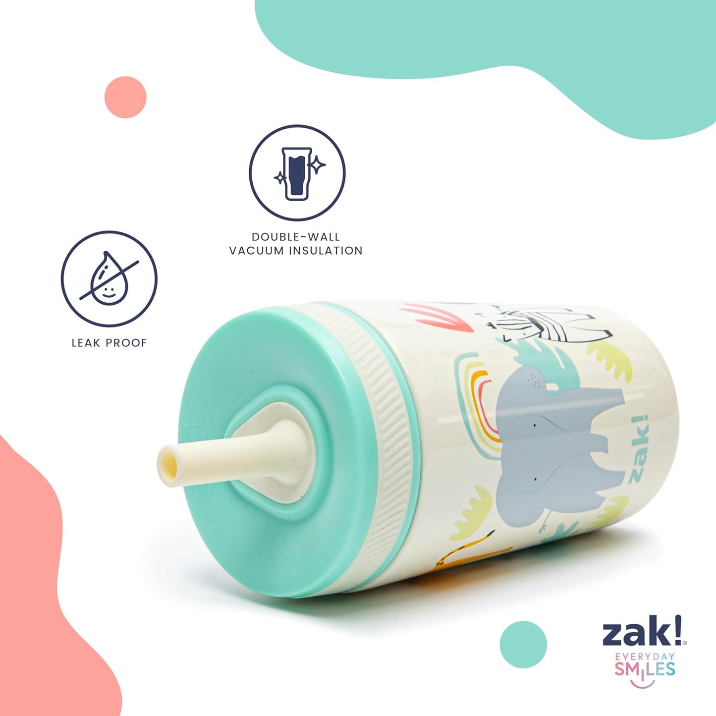 Zak Designs Kelso Tumbler Set - Leak-Proof Kids' Camping Cups with Straw | 3-Piece Non-BPA Bundle