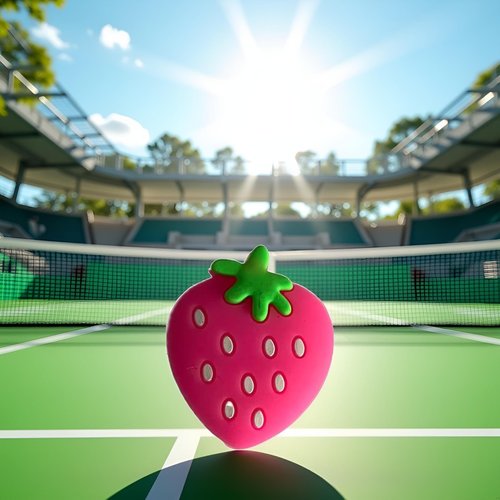 Jinshining Pink Strawberry Tennis Racket Vibration Dampener Soft Silicon Racket Dampener Cartoon Shape Tennis Racquet Shock Absorbers Tennis Racket for Racquetball