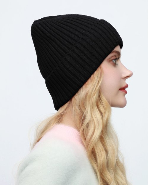 ROYBENS Warm Beanie for Men Women, Thick Fleece Lined Knit Winter Hats Wool Cuffed Fisherman Beanies Cold Weather Skull Cap Unisex, Black