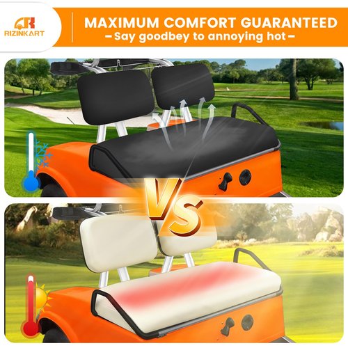 RIZINKART Golf Cart Seat Covers Sets Fit for Yamaha G22 G19 G16 G14 G11 G9 G8 G2, Club Car DS Pre-2000 Aftermarket Regular Front Seat Cushion，Durable Stretchy Breathable Washable Polyester Mesh Cloth