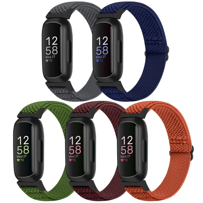 Bcuckood Compatible with Fitbit Inspire 3/Inpsire 2/Inspire/Inpsire HR/Ace 2/Ace 3 Bands, Elastic Adjustable Replacement Wristband Women Men Kids Stretchy Soft Sport Nylon Loop Straps