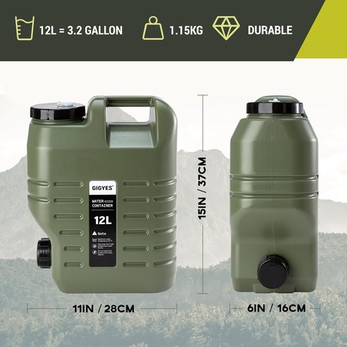 Camping Water Jug - 3.2 Gallon Food Grade Tank with Spout | No Leakage for Picnics & BBQs
