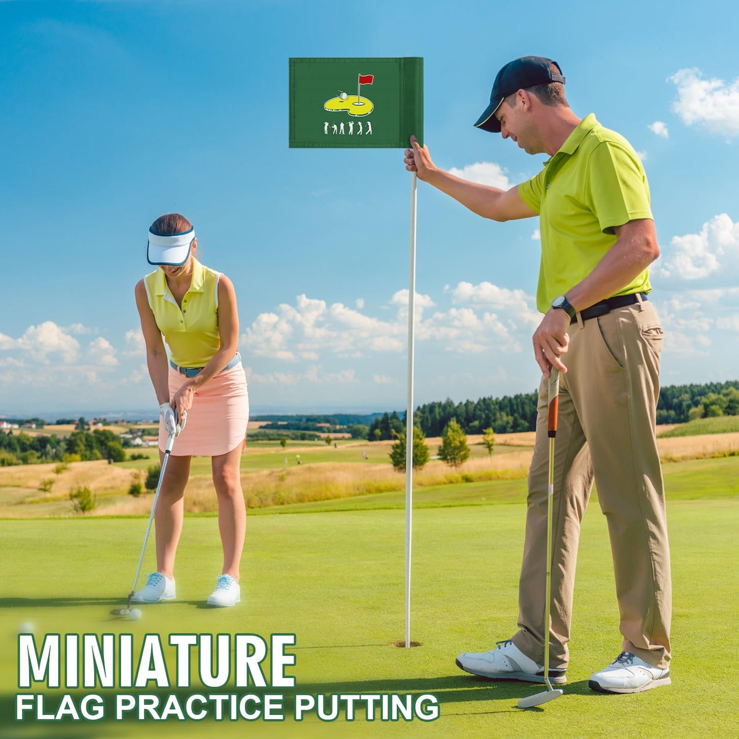 Mindsoft Mini Golf Flag 9 x 6 Inch Golf Pin Flags for Putting Green 420d Nylon Double-sided Silk-screened Waterproof for Backyard Practice Courses Garden Club