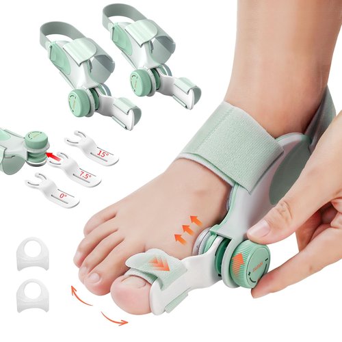 EliaValth 2 PCS Bunion Corrector for Women Big Toe, Adjustable Brace with Knob & Angled Plates for Hallux Valgus Relief & Toe Alignment, Medium Strap