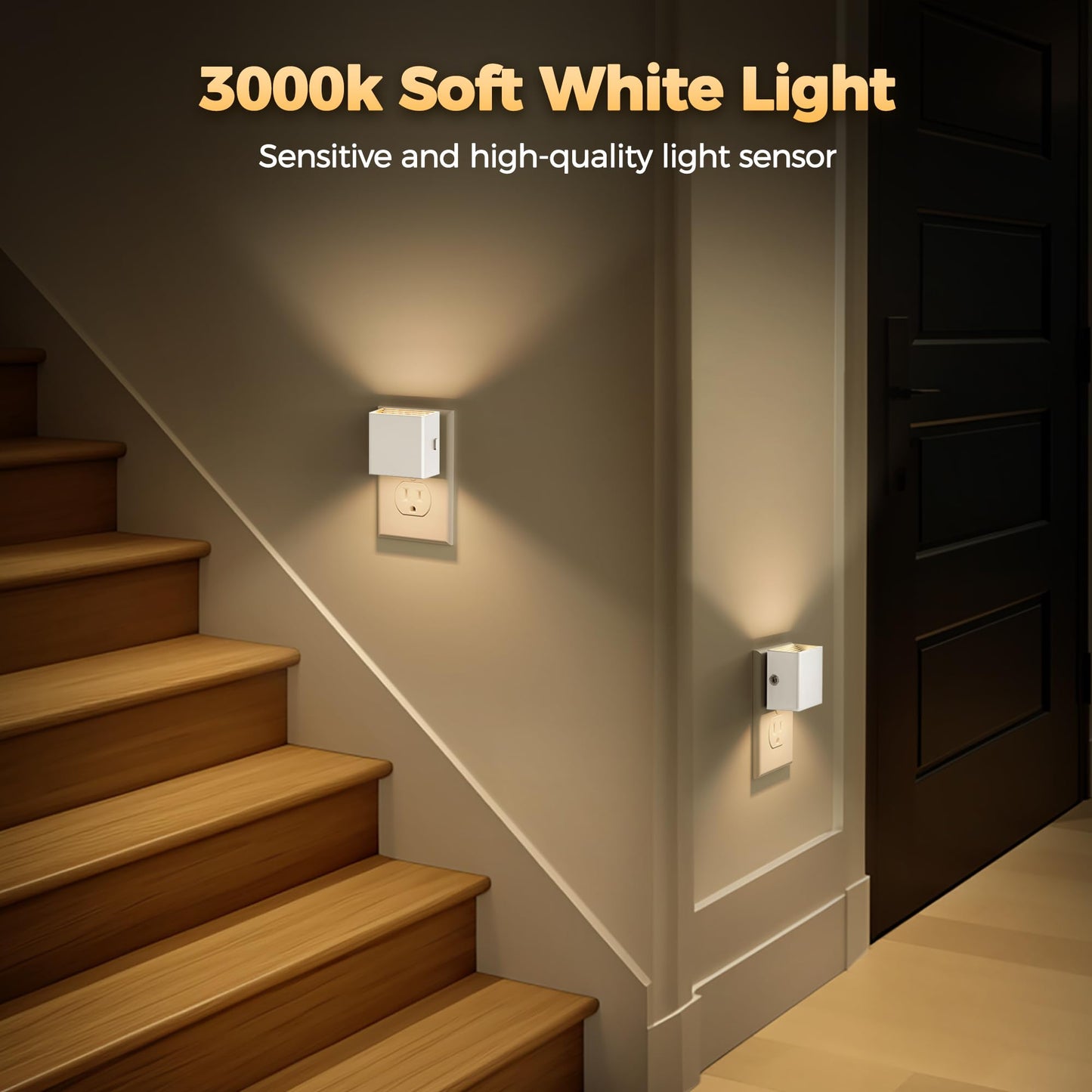 DORESshop LED Night Lights Plug into Wall [2 Pack], Plug in Nightlight, 3 Level Brightness Adjustable Night Light, Dusk to Dawn Sensor, Nightlights for Adults, Bedroom, Bathroom, Hallway, White