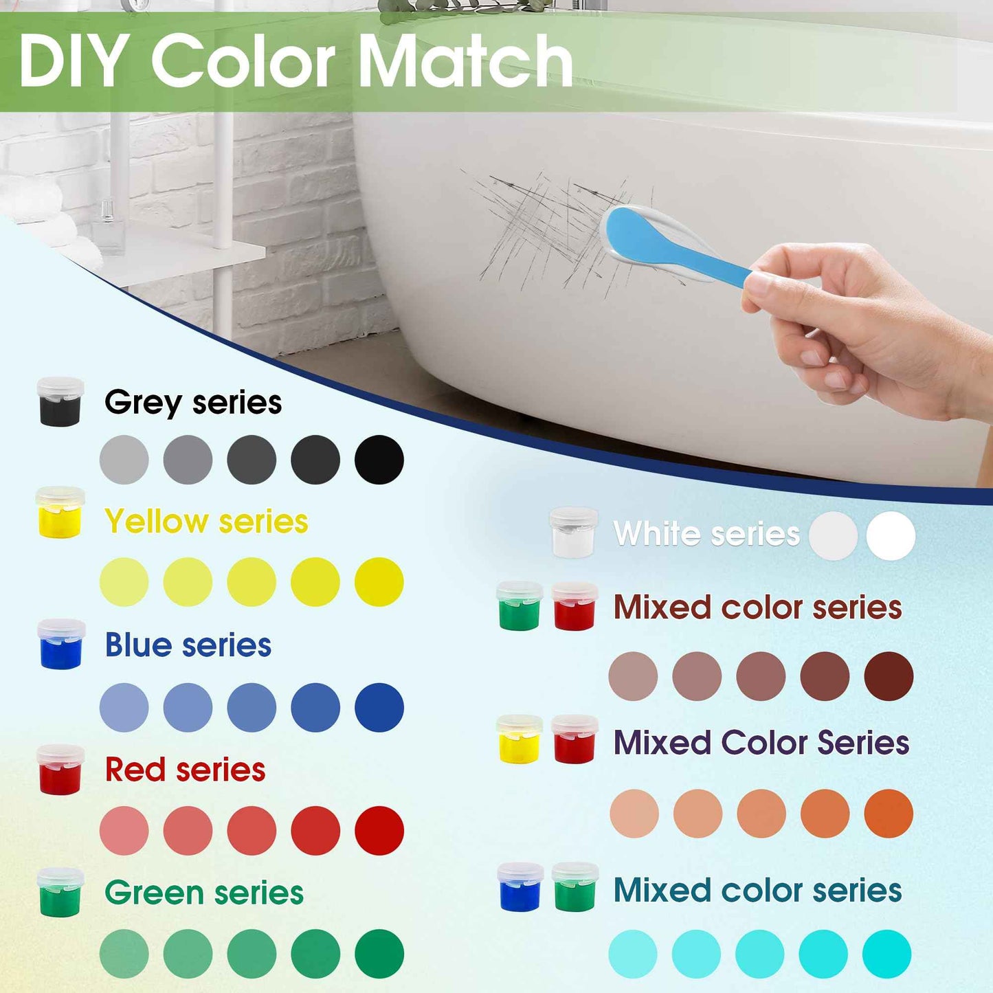 MOSAMNI Bathtub Repair Kit White for Tubs, Fiberglass Showers, Tiles, Sinks & Countertops, Fix Chips, Cracks, Holes, Scratches on Porcelain, Enamel, Acrylic, Granite, Ceramic, Quartz Surfaces