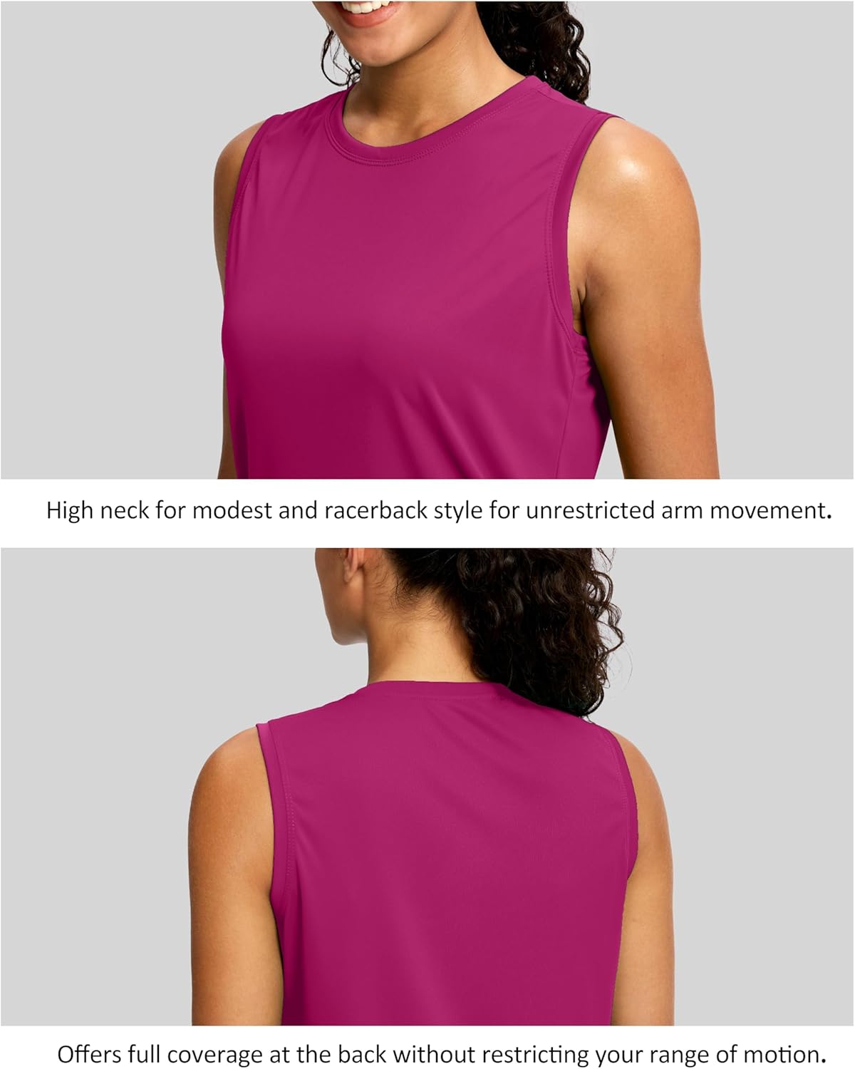 SANTINY Sleeveless Workout Tops - Breathable Lightweight Athletic Tank for Running & Yoga