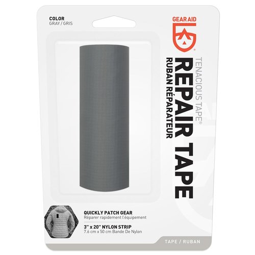 GEAR AID Tenacious Tape - 3” x 20” Fabric & Vinyl Repair Tape for Outdoor Gear - Gray, 1 Roll