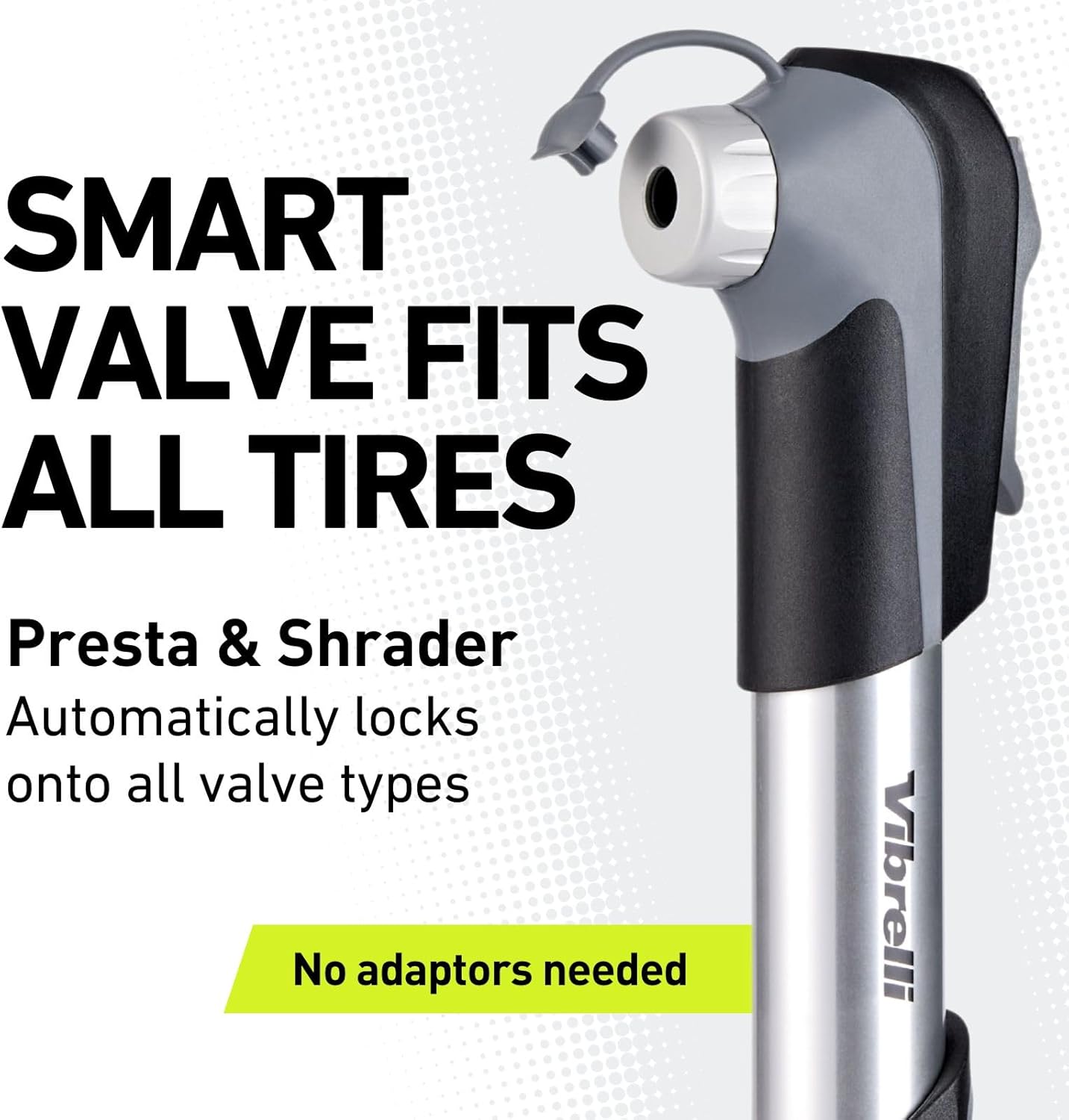 Vibrelli Mini Bike Pump - 120 PSI Presta & Schrader Tire Pump for Road & MTB - No Valve Change Needed