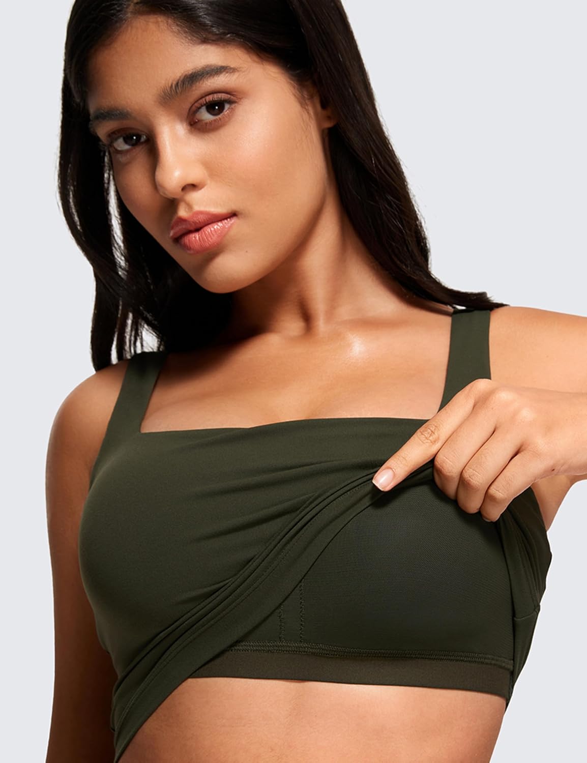 CRZ YOGA Butterluxe Crop Tank Top for Women - Padded Longline Sports Bra in Stylish Design