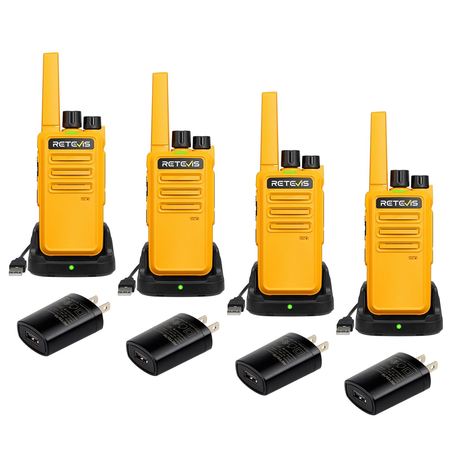 Retevis RT68 Walkie Talkies Rechargeable, Rugged Radios Walkie Talkie Long Range for Adults, Portable FRS 2 Way Radios, VOX Handsfree, 1200mAh Battery USB Charging for Outdoor Hiking Cycling (4 Pack)