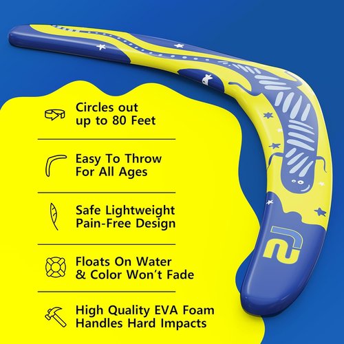 Boomerang | Fun & Easy to Throw Boomerangs for Kids & Adults - Soft Catch Design - Perfect Summer Outdoor Toy