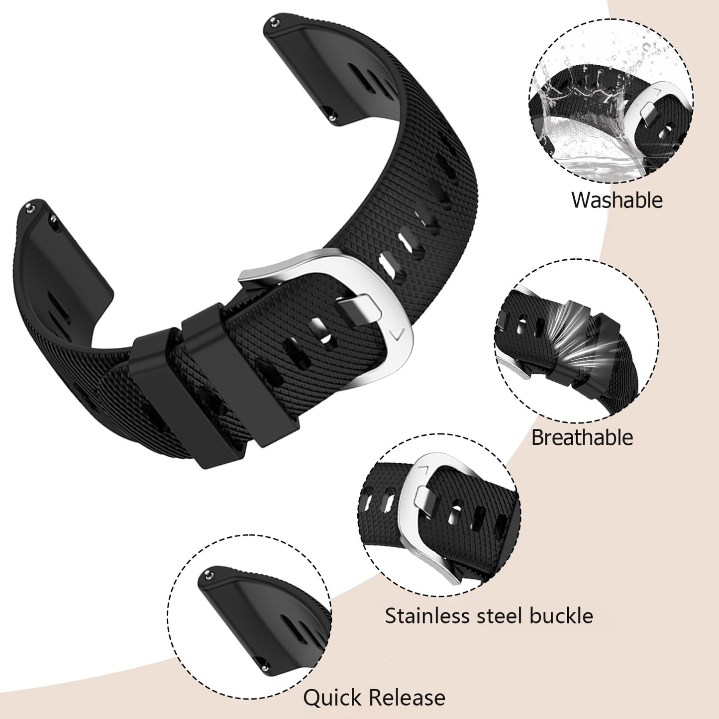 XIDESSEN 4 Pack Silicone Bands Compatible With COROS Pace 3/4,COROS Pace Pro/Apex 2 PRO/Apex PRO/Apex 4 42mm,Sports Beathable Silicone Replacement Watch Strap for Men Women
