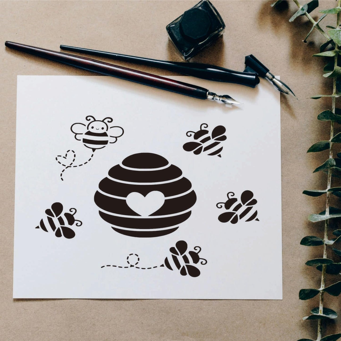 12 Pieces Bee Stencils for Painting on Wood, Honeycomb Hexagon Theme Reusable Stencils, Honey Drawing Template for DIY Scrapbooking Furniture Canvas Wall Floor Decor (5.9 x 5.9 Inch)