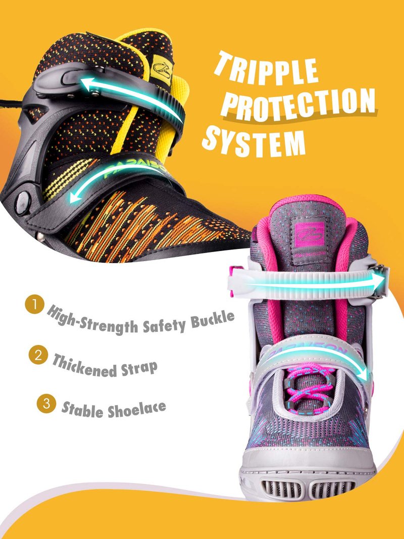 PAPAISON Inline Skates for Boys and Girls with Full Light up Wheels, Beginner Adjustable Illuminating Roller Skates for Kids Youth Women and Men