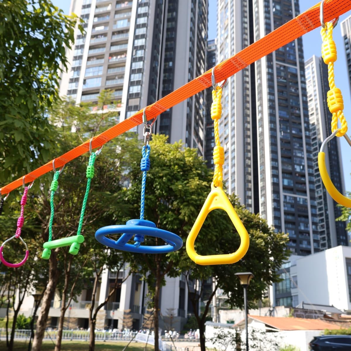 Skiennix Climbing Gymnastic Rings for Kids - Durable Obstacle Course Set for Outdoor Play