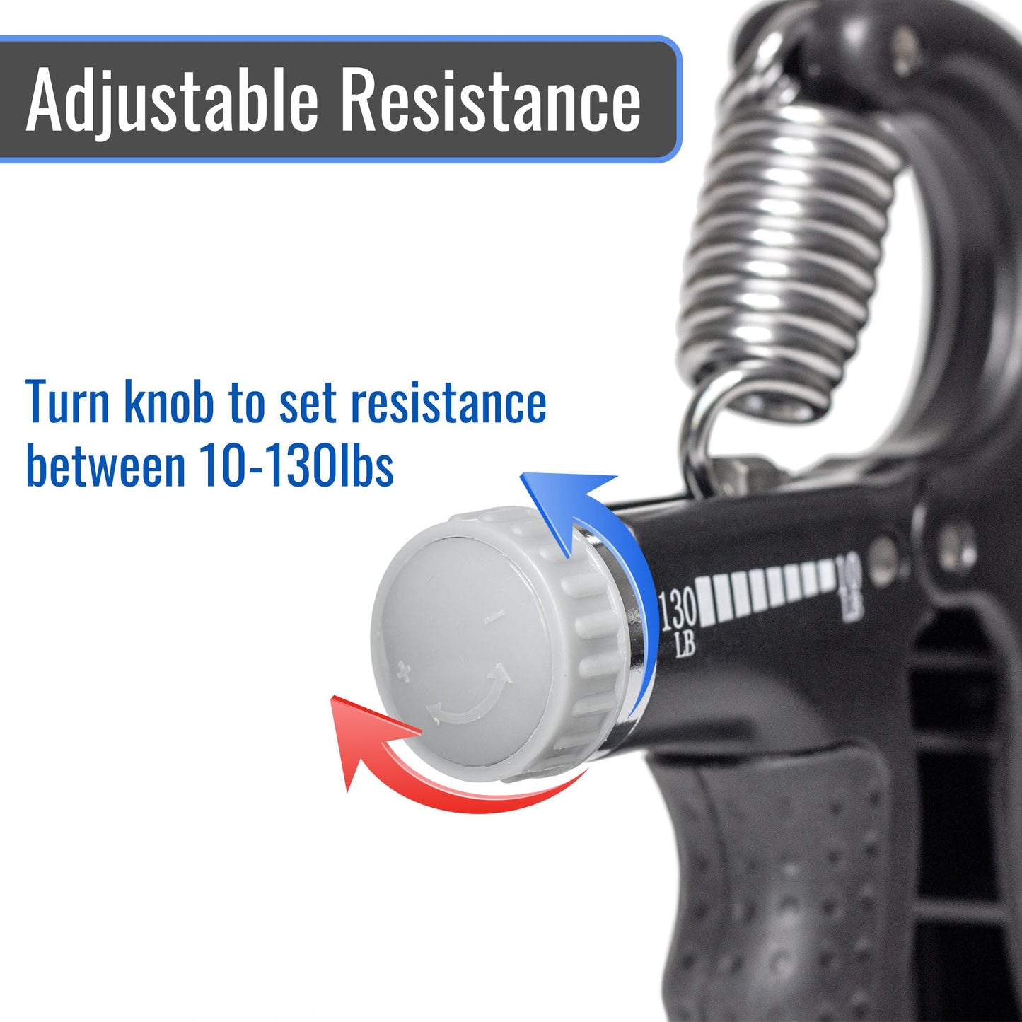 DMI Compact Hand Exercise Grip Strengtheners with Adjustable Weight Resistance from 10-130lbs, Grip Tracker keeps Track of Number of Squeezes, FSA & HSA Eligible, Set of 2