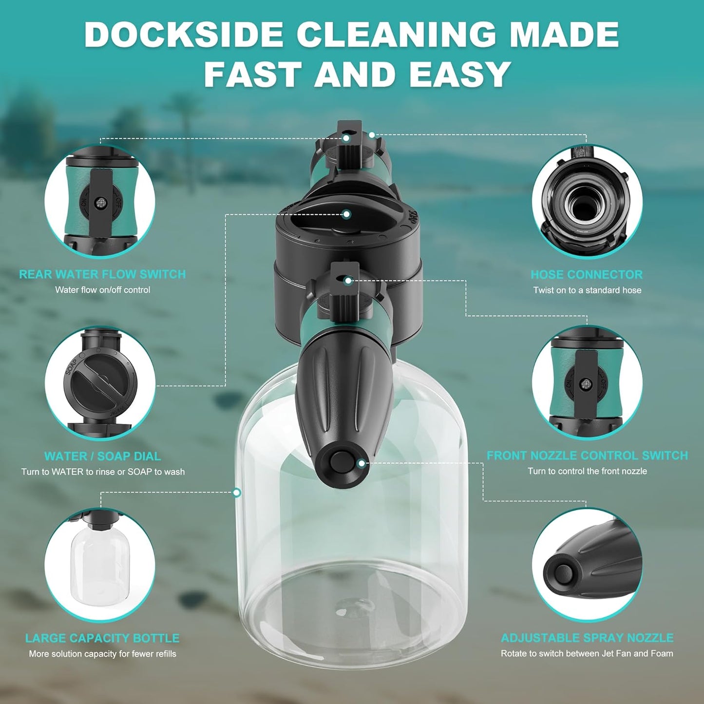 Salt Remover Flush Kit by [Brand Name] - 500ml High Capacity Bottle with Dual Control & 3 Spray Modes for Boats, Engines, and Trailers