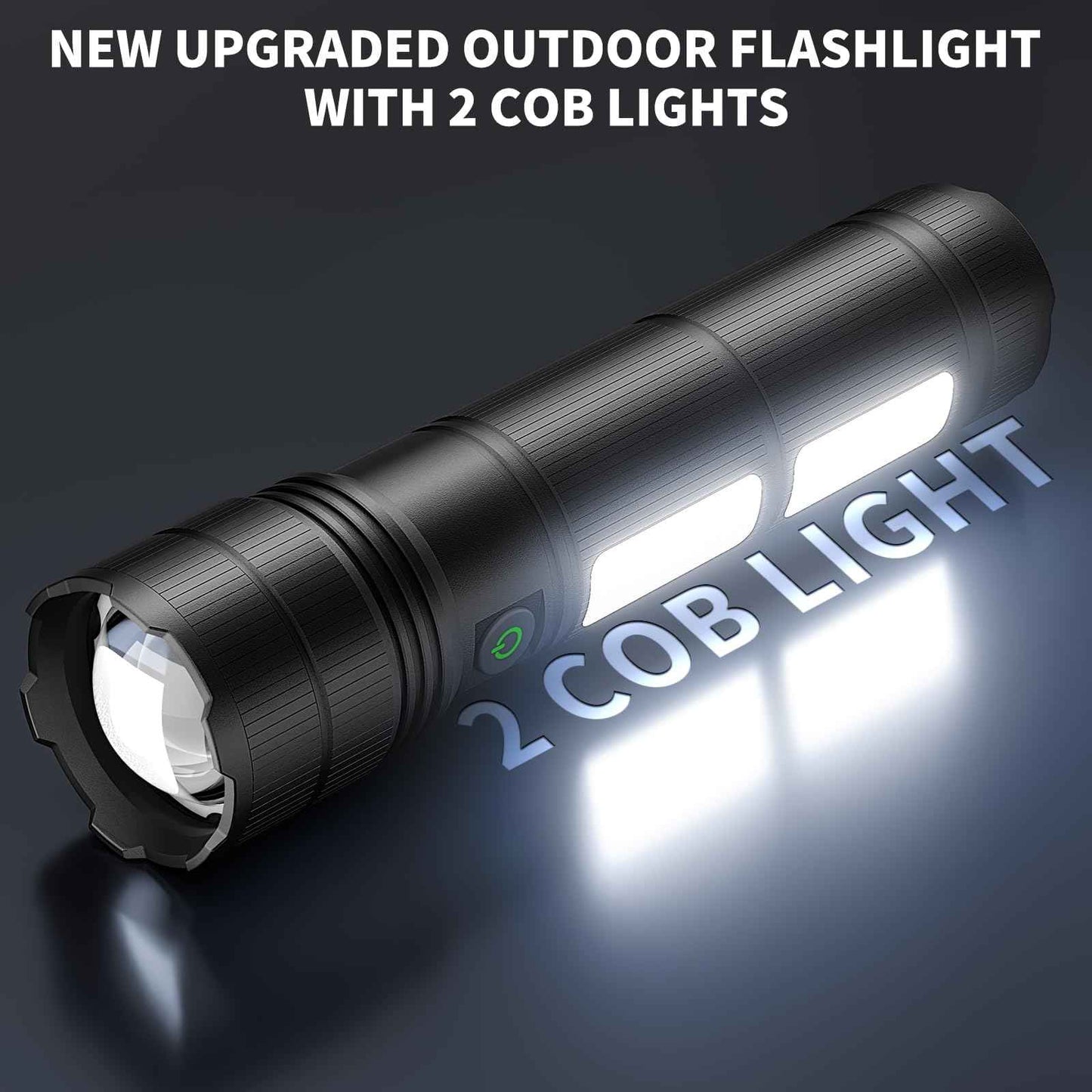 KINGCAESAR Rechargeable Flashlights 3000 High Lumens, Super Bright Flash Light with 2 Cob Light, High Powered LED Flashlights with 4 Modes, 7200 ɱAh & 24 Hours, IPX7 Waterproof for Outdoor, Home