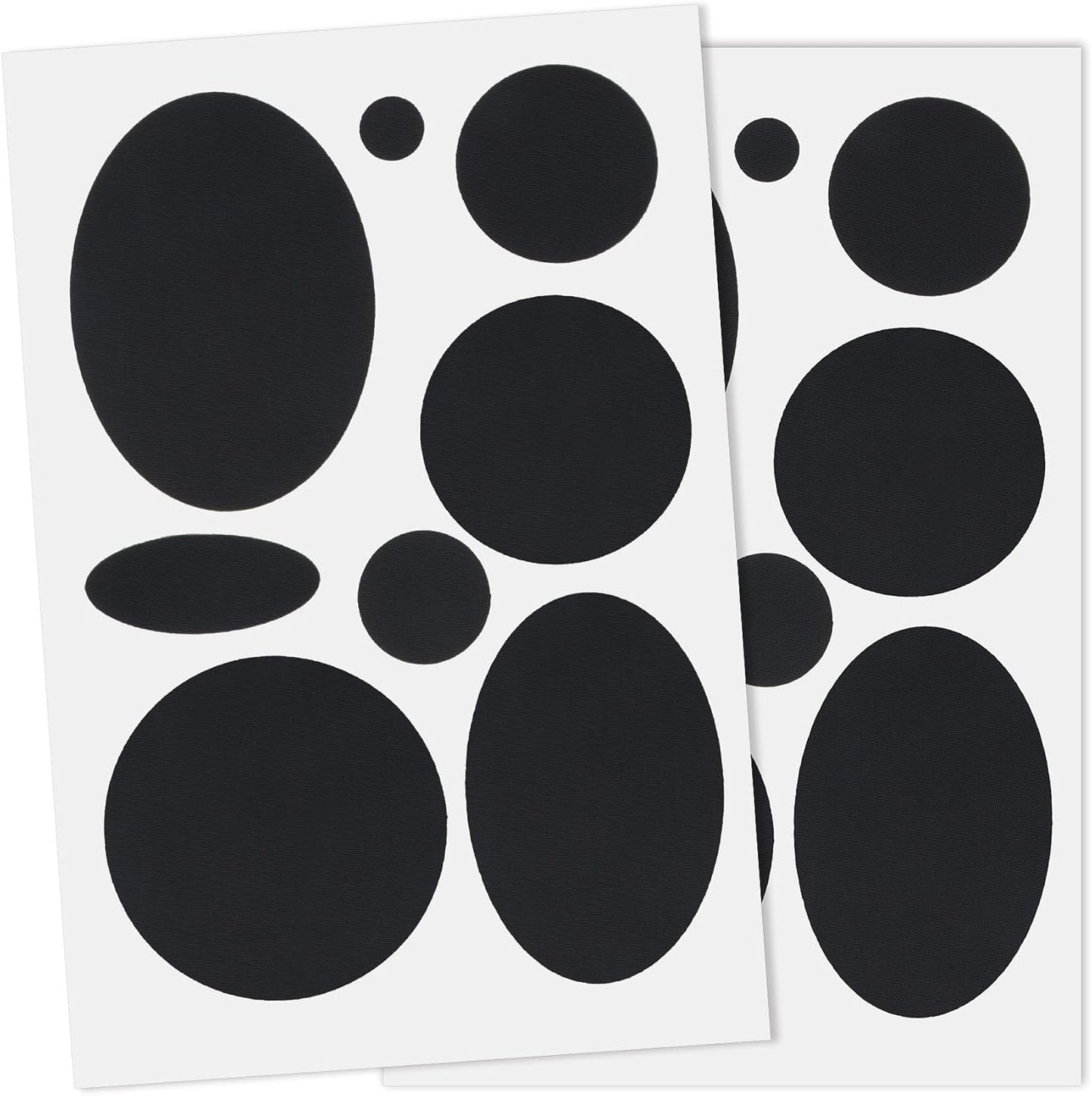 OIIKI Waterproof Puffer Down Jacket Repair Patches - 16pcs Self-Adhesive Nylon Fabric Stickers | Black