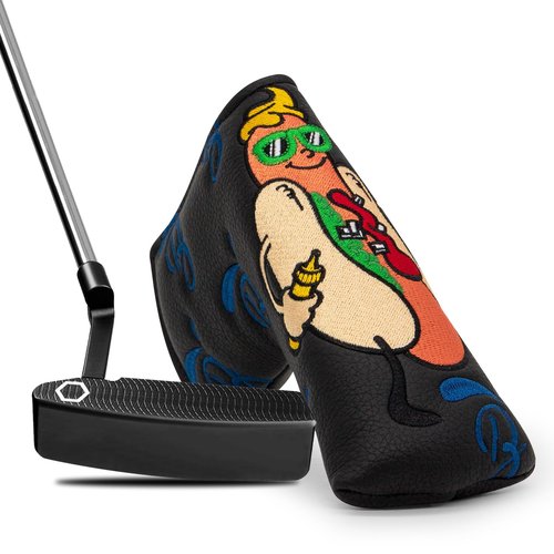 BAIRBRE Putter Covers Hotdog Mallet Putter Headcover Blade Putter Covers Leather Golf Headcover with Magnetic Golf Club Cover for All Brand (Black-for Blade Putter)