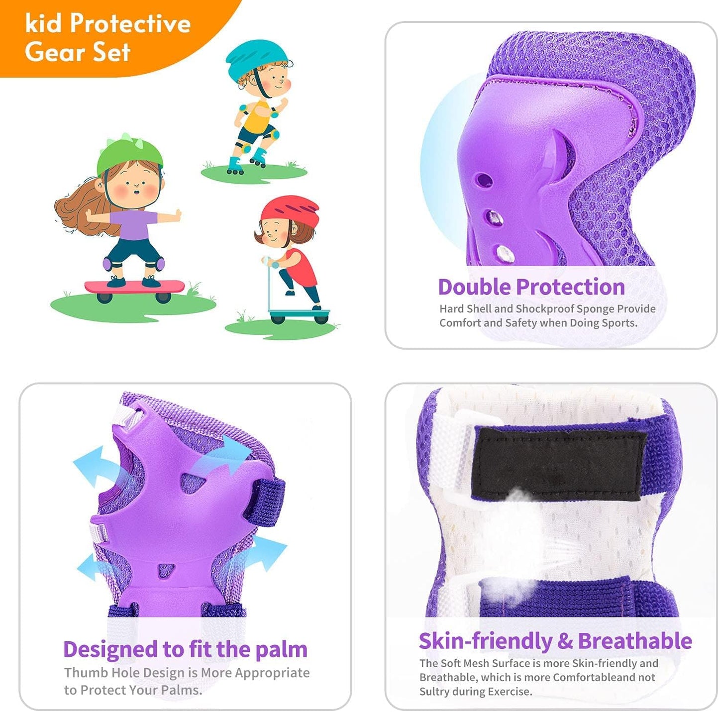 Skiennix Youth Protective Gear Set - Knee Pads, Elbow Pads & Wrist Guards for Kids 3-15 Years | Ideal for Roller Skating, Cycling & BMX