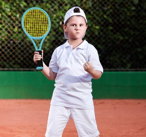 Crefotu Tennis Racket Set for Children,17 Inch Racquet with 3 Soft Balls,1 Tennis Ball and 4 Badminton Balls for Toddler Indoor/Outdoor Sports
