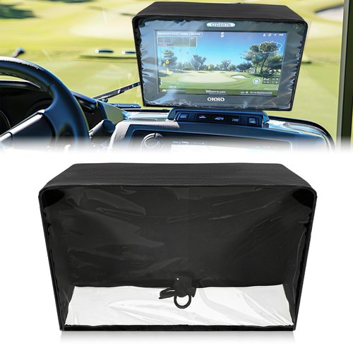 LIXOOMER Golf Cart Screen Cover for Convenient Touchscreen Use, Waterproof & Dustproof Oxford Fabric with Adjustable Drawstring, Fits Evolution & Denago Golf Carts