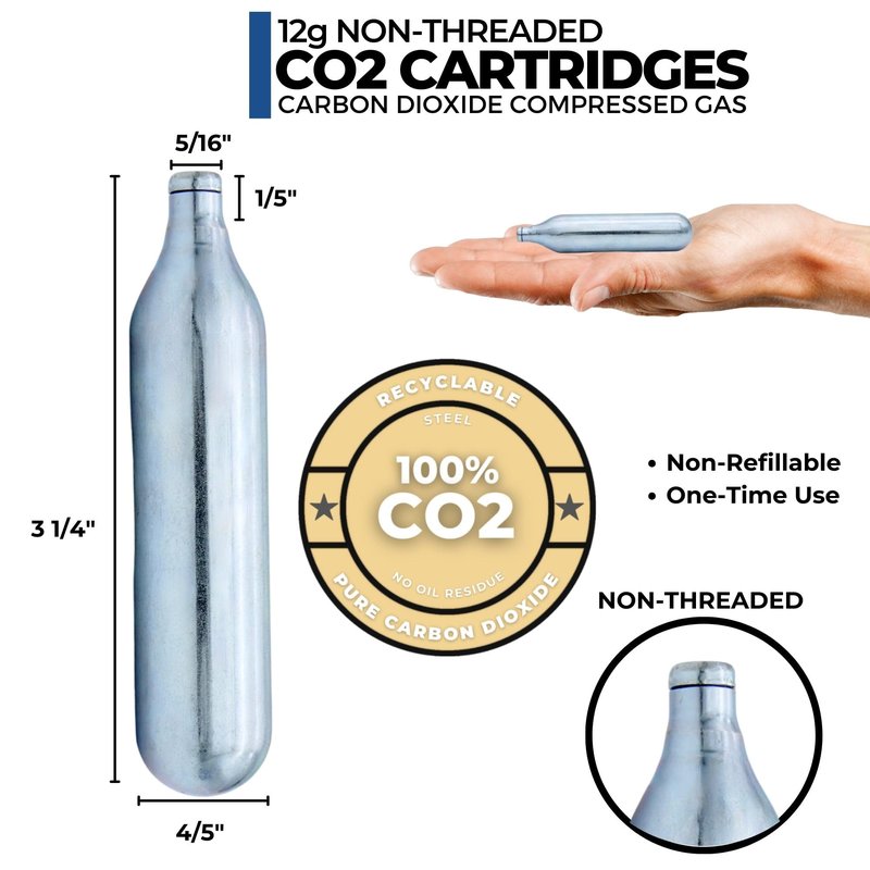 ICO 10pcs 12 Gram Co2 Cartridges Non-Threaded, CO2 cartridges BB Gun, CO2 BB Pistol, Airsoft Pistol, and Paintball Markers