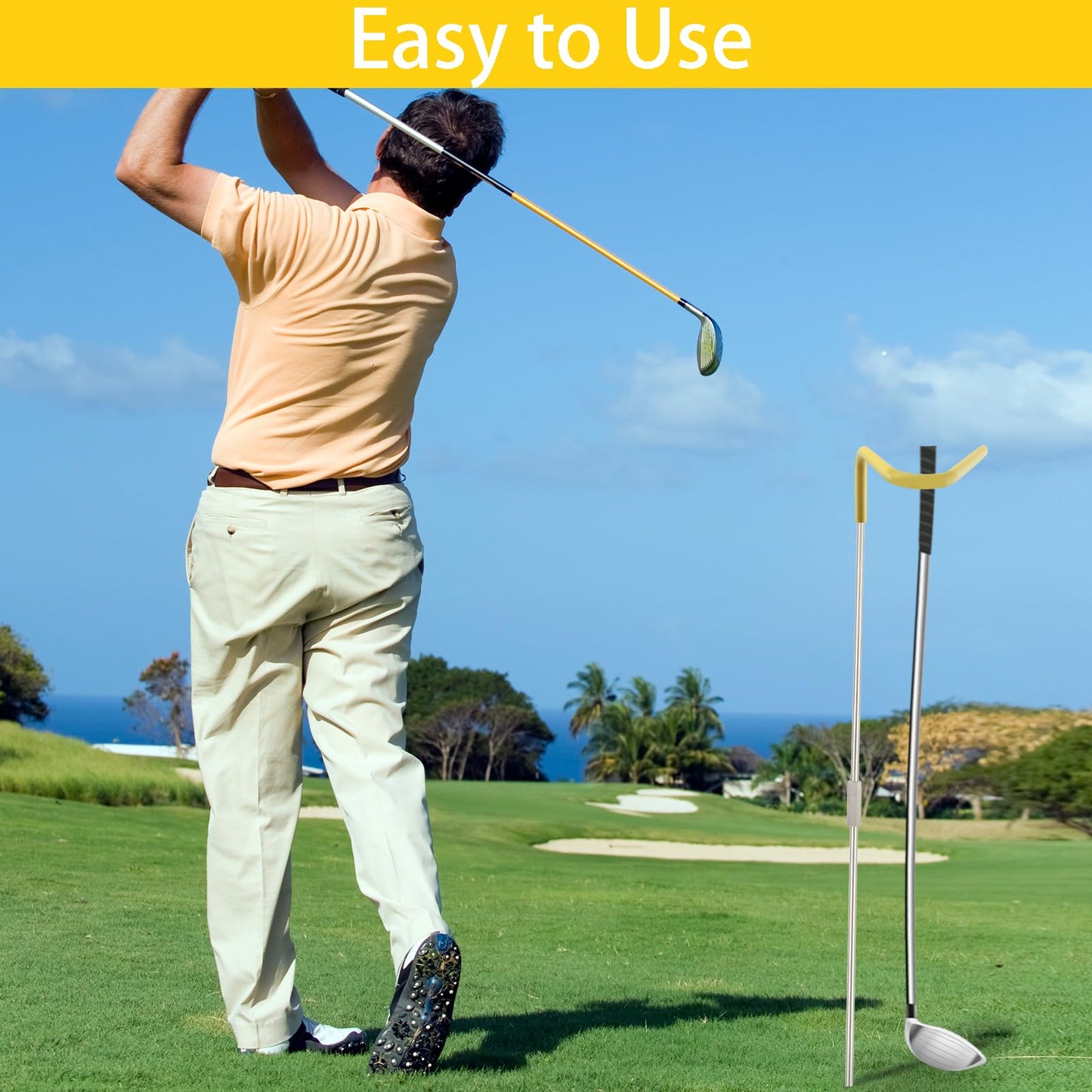 Greeily Golf Club Holder Stand, 32" V-Shaped Golf Club Stand for Putting Green Backyard Placing Clubs and Keeping Clubs Clean Made of Highly Durable Iron Material