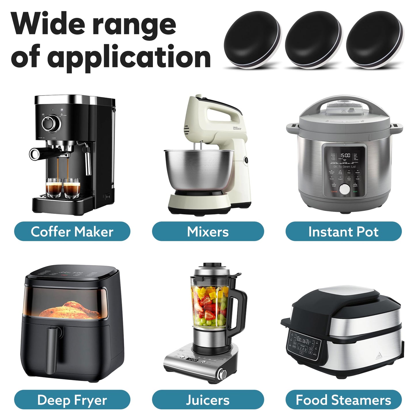 Appliance Sliders for Kitchen Black 24 PCS Self-Adhesive Small Kitchen Appliance Slider Hacks Easy to MovIing & Space Saving Must Have Gadgets Mixer Accessories for countertop