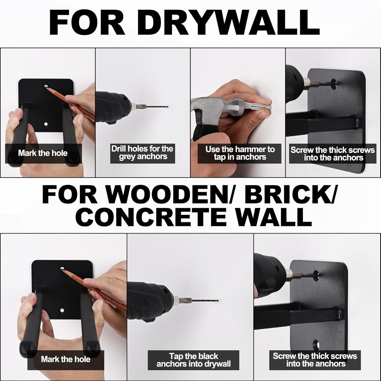 Heavy Duty 14-Inch Garage Hooks - 4-Pack Wall Mount Tool Organizer for Tires, Ladders & Garden Tools