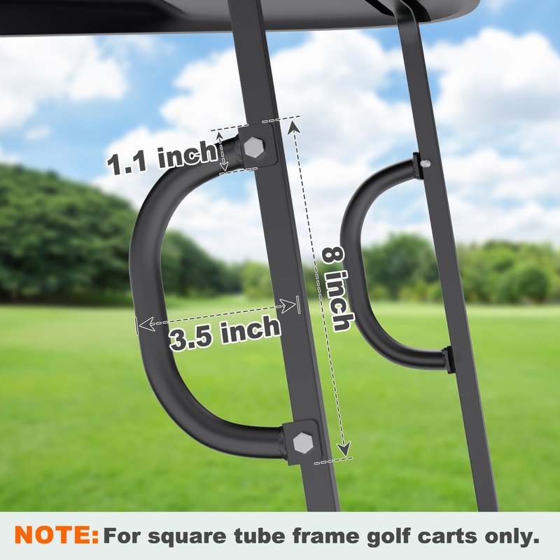 10L0L Universal Golf Cart Grab Handle Roof Struts Handle Universal Compatible with EZGO/Club Car/Yamaha Square Tube Vehicles, Easy Installation, Set of 2