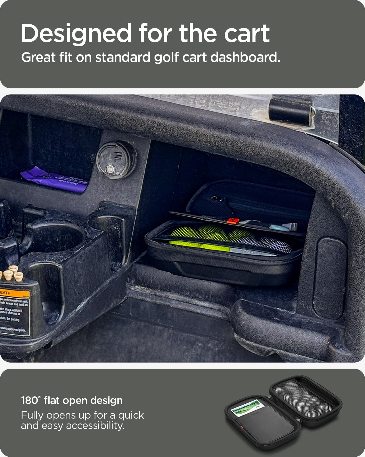 Spigen Golf Accessories Organizer Pouch – Valuables Holder for Balls, Tees, Markers & Gloves, Fits Range Finder, Portable Launch Monitor, Phone & Wallet