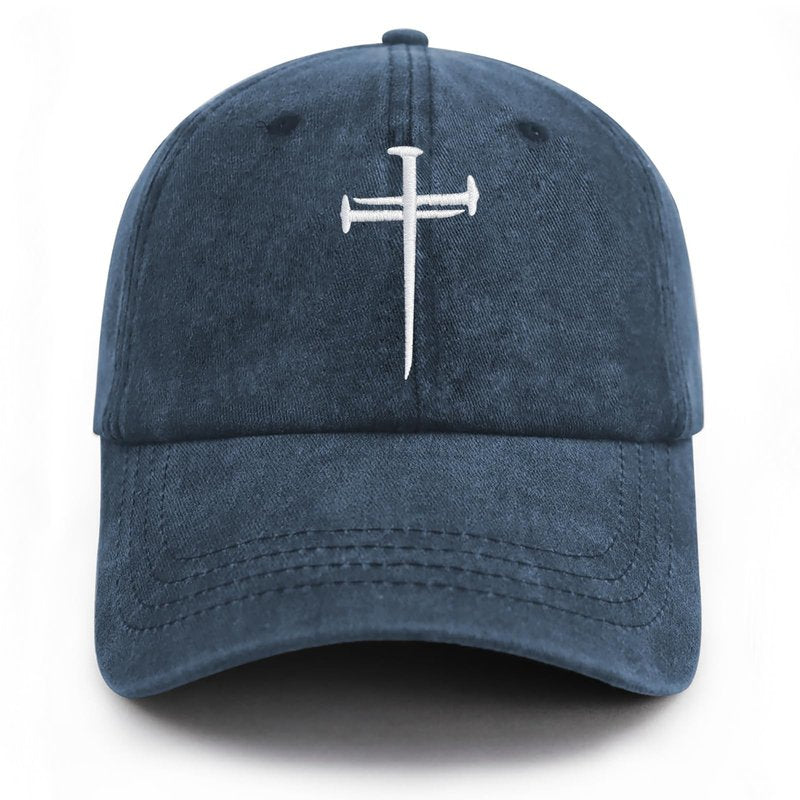 Christan Jesus Cross Baseball Cap Embroidered Dad Hat Adjustable Fashion Hats for Men Women Polo Trucker Unisex Style Headwear(Navy Blue)