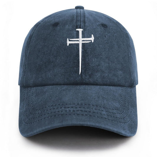 Christan Jesus Cross Baseball Cap Embroidered Dad Hat Adjustable Fashion Hats for Men Women Polo Trucker Unisex Style Headwear(Navy Blue)