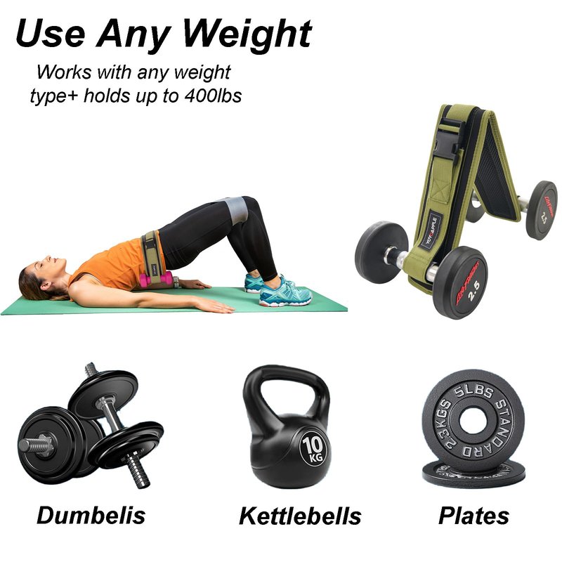 Dumbbell Hip Thrust Belt,Thick Padding Booty Belt for Hip Thrust,Dumbbell Belt for Hip Thrust,Glute Trainer and Booty Builder Green