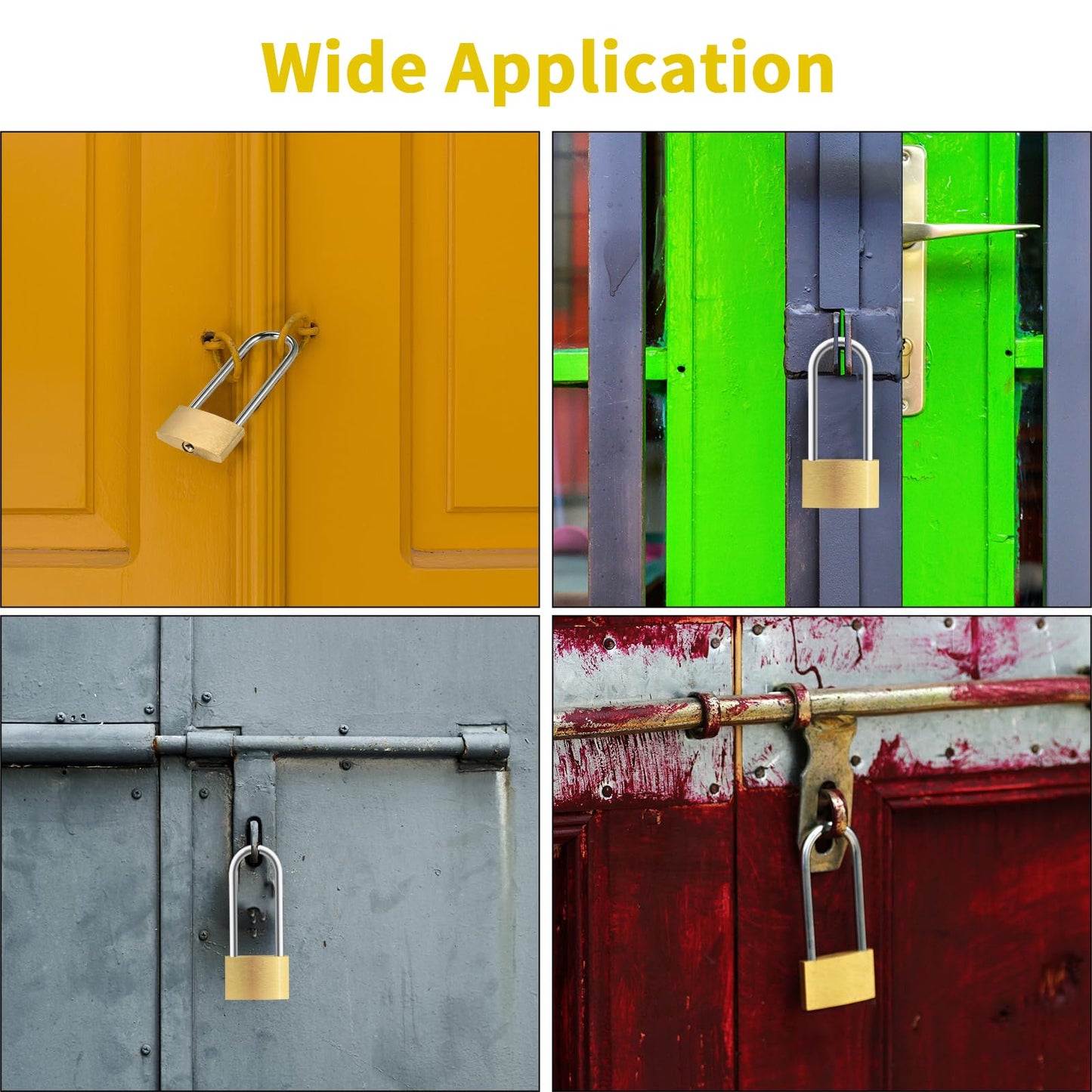 Lockwise 2 Pack Long Shackle Padlock, 2.9 in Waterproof Solid Brass Locks with 3 Keys, Padlock with Key for Gym Locker, Fence, Sheds (Light-Duty)