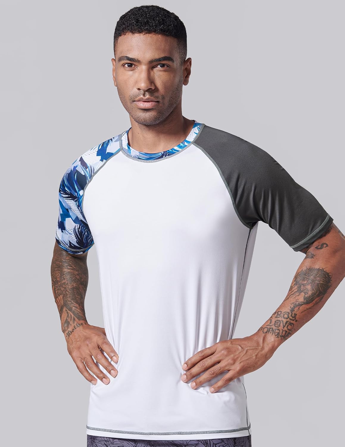 Skiennix Swim Shirts for Men - UPF 50+ Quick Dry Rash Guard | Loose Fit Short Sleeve - 2-Pack