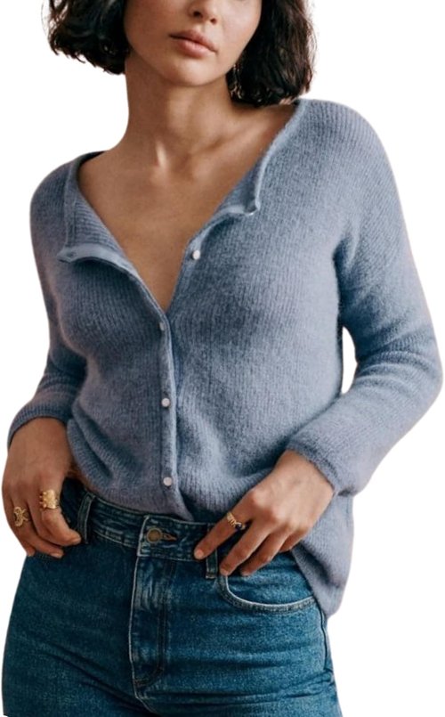 Lviefent Women's Knit Cardigan - Lightweight Casual Crew Neck Sweater | Long Sleeve Layering Top