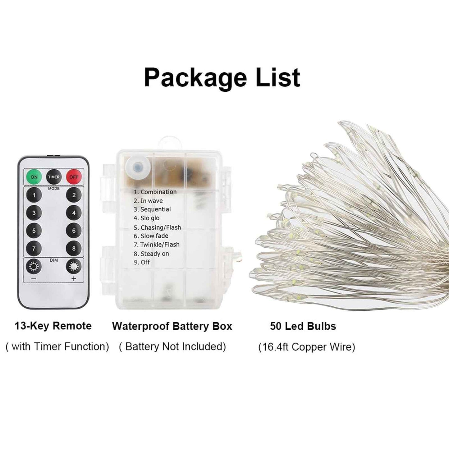 GDEALER 4 Pack 16.4 Feet 50 Led Fairy Lights Battery Operated with Remote Timer Waterproof Silver Wire Twinkle Christmas String Lights Outdoor Indoor 8 Modes for Bedroom Wedding Dorm Decor Warm White