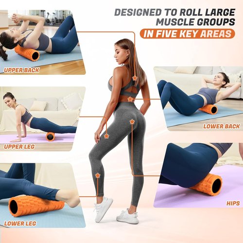 Foam Roller - Deep Tissue Massager for Muscle Recovery | 18" Trigger Point Roller in Orange