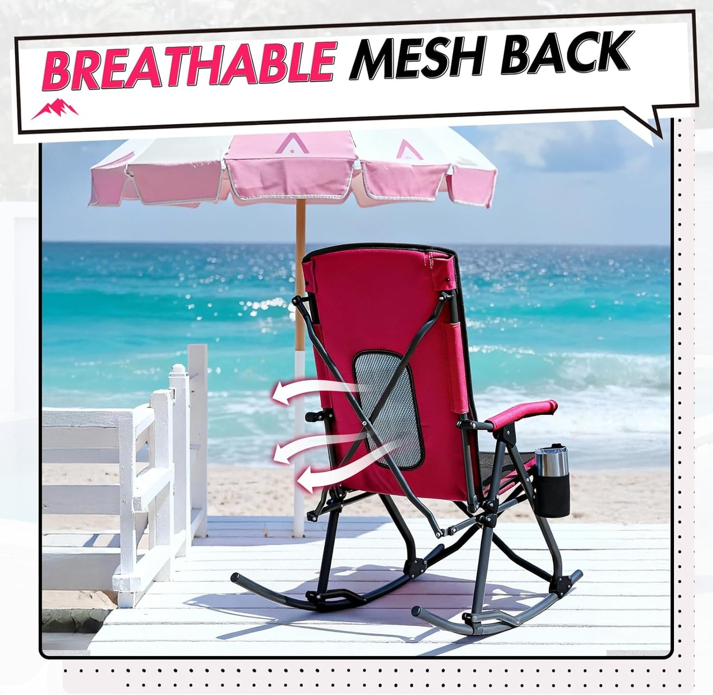 PORTAL Oversized Rocking Camping Chair - Portable Outdoor Rocker with High Back & Carry Bag, Supports 400 lbs