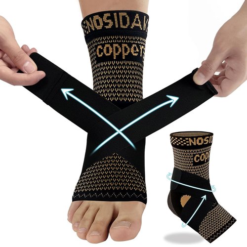 Copper Ankle Brace - Compression Sleeve with Arch Support for Plantar Fasciitis Relief | Unisex Design
