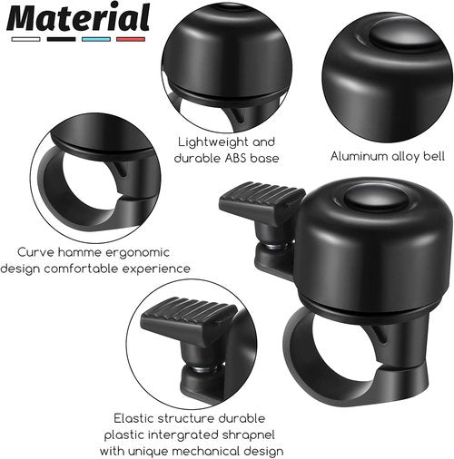 Hestya Bike Bells - Loud Crisp Aluminum Ring for Mountain & Road Bikes | 4-Piece Set with Screwdriver