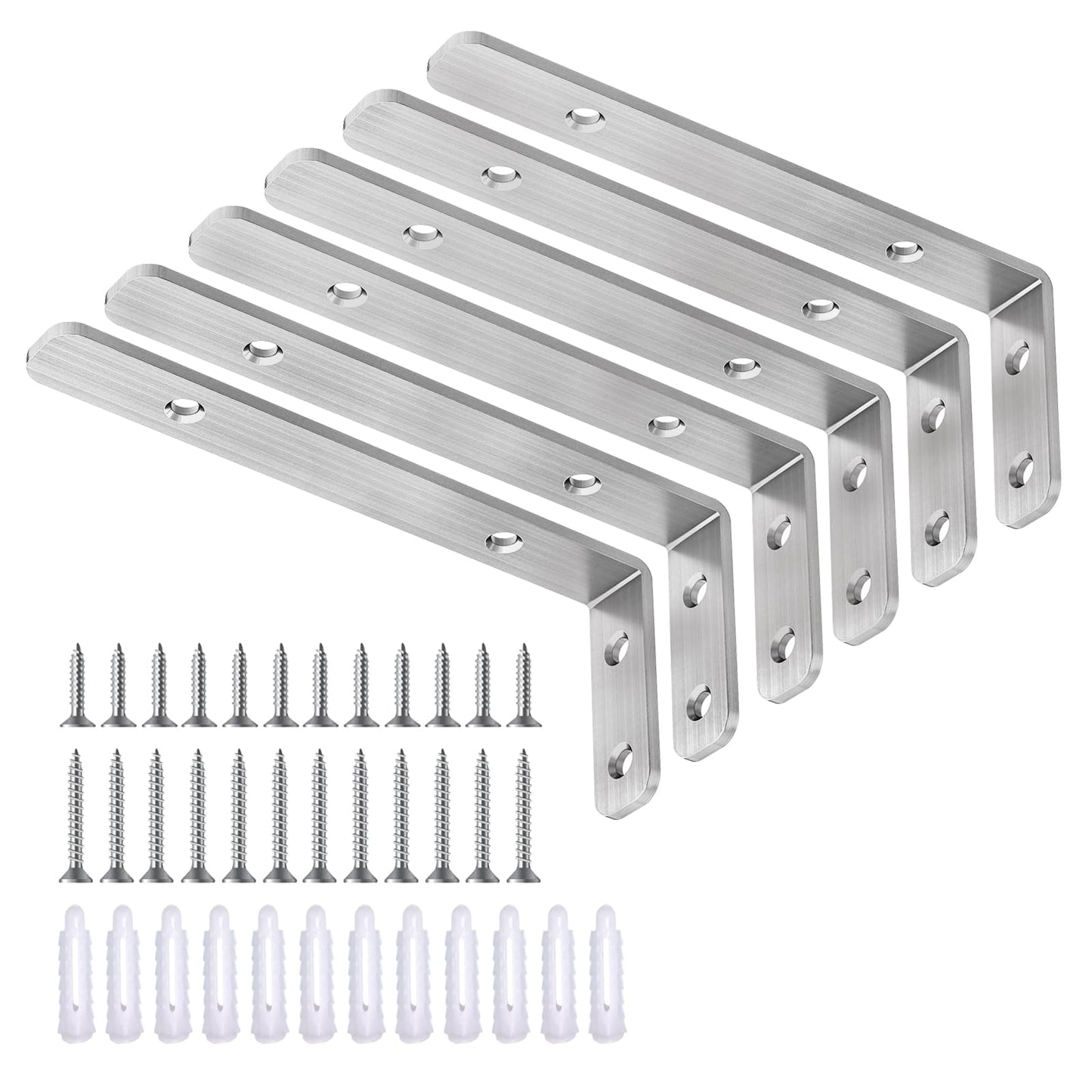 LSK L Bracket, 5"×2"(125×50mm) Heavy Duty Stainless Steel Corner Bracket for Wooden Board Max Load : 42lb, Pack of 6