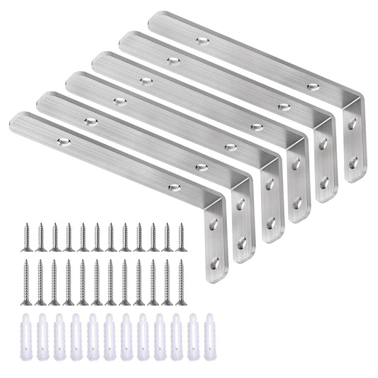 LSK L Bracket, 5"×2"(125×50mm) Heavy Duty Stainless Steel Corner Bracket for Wooden Board Max Load : 42lb, Pack of 6