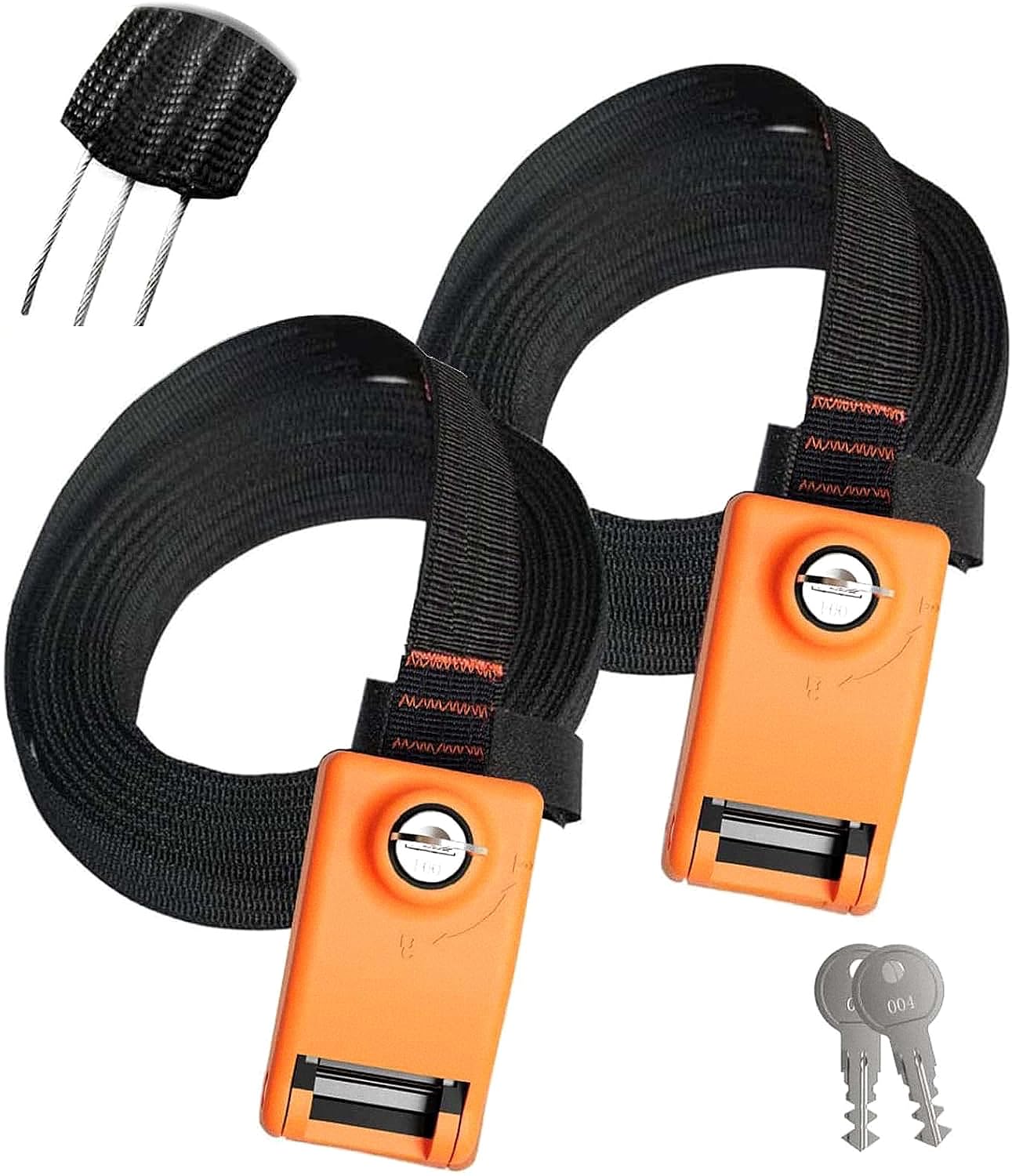 Lovinouse 2 Pack Lockable Tie Down Strap, with 3 Stainless Steel Cables, for Lashing Locking Kayak, Bike, Surfboard, 10 Feet Each