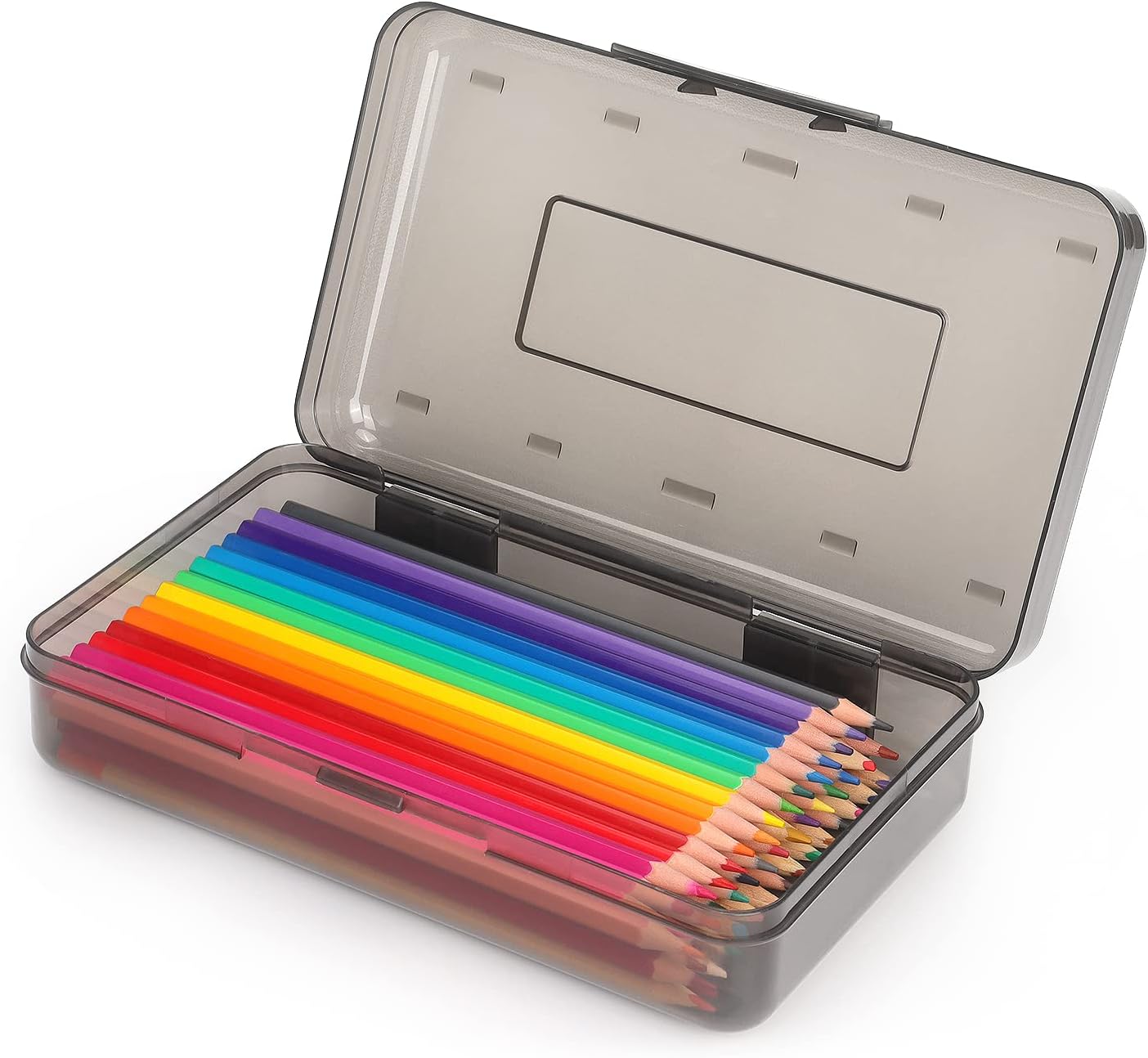 Tamaki Large Capacity Clear Pencil Box - Stylish Stackable Storage Organizer | Black
